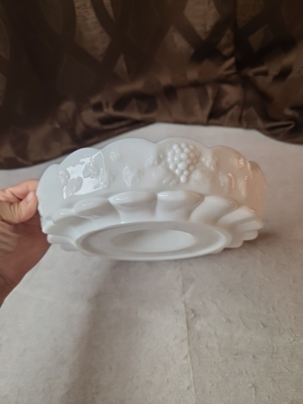 Vintage Westmoreland Milk Glass Divided Serving Dish 9” Grape Pattern